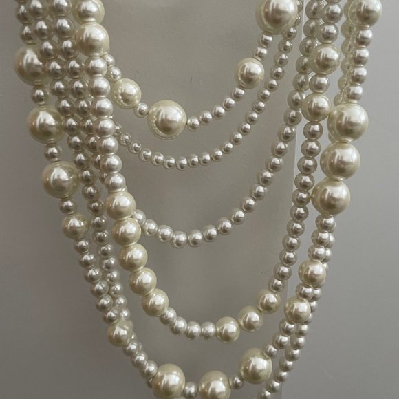 White House Black Market Glass Pearl Multi Strand Necklace - Picture 3 of 4
